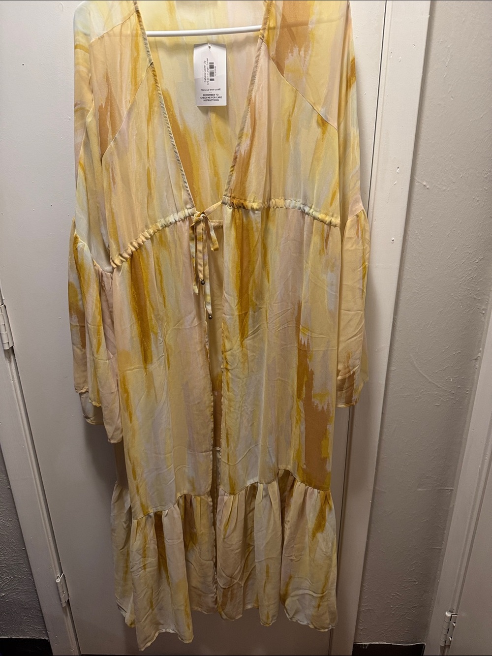 Lightweight Yellow Watercolor Maxi coverup(11)